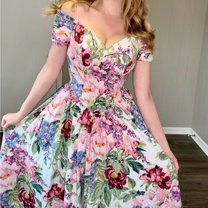 Stunning 1980s Moda International cotton floral sundress size 4